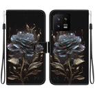 For Xiaomi 13 5G Crystal Texture Colored Drawing Leather Phone Case(Black Rose) - 1