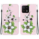 For Xiaomi 13 5G Crystal Texture Colored Drawing Leather Phone Case(Lily) - 1