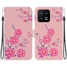 For Xiaomi 13 5G Crystal Texture Colored Drawing Leather Phone Case(Cherry Blossoms) - 1