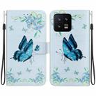 For Xiaomi 13 5G Crystal Texture Colored Drawing Leather Phone Case(Blue Pansies) - 1