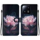 For Xiaomi 13 Pro 5G Crystal Texture Colored Drawing Leather Phone Case(Purple Peony) - 1