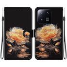 For Xiaomi 13 Pro 5G Crystal Texture Colored Drawing Leather Phone Case(Gold Peony) - 1