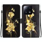 For Xiaomi 13 Pro 5G Crystal Texture Colored Drawing Leather Phone Case(Gold Butterfly Rose) - 1