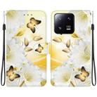 For Xiaomi 13 Pro 5G Crystal Texture Colored Drawing Leather Phone Case(Gold Butterfly Epiphyllum) - 1