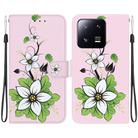 For Xiaomi 13 Pro 5G Crystal Texture Colored Drawing Leather Phone Case(Lily) - 1