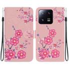 For Xiaomi 13 Pro 5G Crystal Texture Colored Drawing Leather Phone Case(Cherry Blossoms) - 1