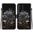 For Xiaomi Poco F5 Pro Crystal Texture Colored Drawing Leather Phone Case(Black Rose) - 1