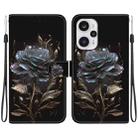 For Xiaomi Poco F5 / Redmi Note 12 Turbo Crystal Texture Colored Drawing Leather Phone Case(Black Rose) - 1