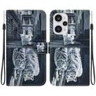 For Xiaomi Poco F5 / Redmi Note 12 Turbo Crystal Texture Colored Drawing Leather Phone Case(Cat Tiger Reflection) - 1