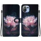 For Xiaomi Mi 11 Lite Crystal Texture Colored Drawing Leather Phone Case(Purple Peony) - 1