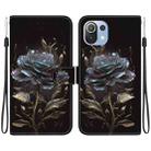 For Xiaomi Mi 11 Lite Crystal Texture Colored Drawing Leather Phone Case(Black Rose) - 1