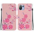 For Xiaomi Mi 11 Lite Crystal Texture Colored Drawing Leather Phone Case(Cherry Blossoms) - 1