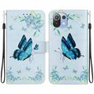 For Xiaomi Mi 11 Lite Crystal Texture Colored Drawing Leather Phone Case(Blue Pansies) - 1