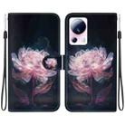 For Xiaomi 13 Lite / Civi 2 Crystal Texture Colored Drawing Leather Phone Case(Purple Peony) - 1