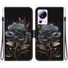 For Xiaomi 13 Lite / Civi 2 Crystal Texture Colored Drawing Leather Phone Case(Black Rose) - 1