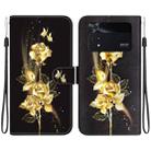 For Xiaomi Poco M4 Pro Crystal Texture Colored Drawing Leather Phone Case(Gold Butterfly Rose) - 1