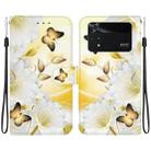 For Xiaomi Poco M4 Pro Crystal Texture Colored Drawing Leather Phone Case(Gold Butterfly Epiphyllum) - 1