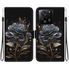 For Xiaomi 13T / 13T Pro / Redmi K60 Ultra Crystal Texture Colored Drawing Leather Phone Case(Black Rose) - 1