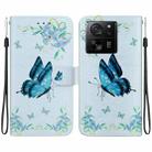 For Xiaomi 13T / 13T Pro / Redmi K60 Ultra Crystal Texture Colored Drawing Leather Phone Case(Blue Pansies) - 1