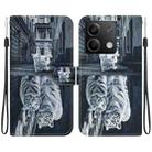 For Xiaomi Redmi Note 13 5G Crystal Texture Colored Drawing Leather Phone Case(Cat Tiger Reflection) - 1