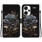 For Xiaomi Redmi Note 13 Pro+ 5G Crystal Texture Colored Drawing Leather Phone Case(Black Rose) - 1