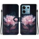 For Xiaomi Redmi Note 13 Pro 5G Crystal Texture Colored Drawing Leather Phone Case(Purple Peony) - 1