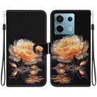 For Xiaomi Redmi Note 13 Pro 5G Crystal Texture Colored Drawing Leather Phone Case(Gold Peony) - 1