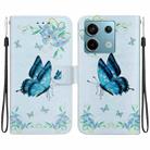 For Xiaomi Redmi Note 13 Pro 5G Crystal Texture Colored Drawing Leather Phone Case(Blue Pansies) - 1