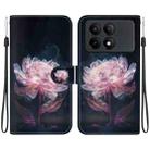 For Xiaomi Redmi K70E / Poco X6 Pro Crystal Texture Colored Drawing Leather Phone Case(Purple Peony) - 1