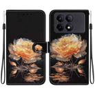 For Xiaomi Redmi K70E / Poco X6 Pro Crystal Texture Colored Drawing Leather Phone Case(Gold Peony) - 1