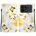 For Xiaomi Redmi K70E / Poco X6 Pro Crystal Texture Colored Drawing Leather Phone Case(Gold Butterfly Epiphyllum) - 1