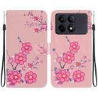 For Xiaomi Redmi K70E / Poco X6 Pro Crystal Texture Colored Drawing Leather Phone Case(Cherry Blossoms) - 1