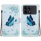 For Xiaomi Redmi K70E / Poco X6 Pro Crystal Texture Colored Drawing Leather Phone Case(Blue Pansies) - 1