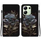 For Xiaomi Redmi Note 13 4G Global Crystal Texture Colored Drawing Leather Phone Case(Black Rose) - 1