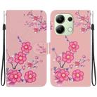 For Xiaomi Redmi Note 13 4G Global Crystal Texture Colored Drawing Leather Phone Case(Cherry Blossoms) - 1