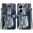 For Xiaomi Redmi Note 13 Pro 4G Crystal Texture Colored Drawing Leather Phone Case(Cat Tiger Reflection) - 1