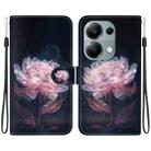 For Xiaomi Poco M6 Pro 4G Crystal Texture Colored Drawing Leather Phone Case(Purple Peony) - 1
