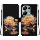 For Xiaomi Poco M6 Pro 4G Crystal Texture Colored Drawing Leather Phone Case(Gold Peony) - 1