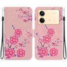 For Xiaomi Redmi Note 13R Pro Crystal Texture Colored Drawing Leather Phone Case(Cherry Blossoms) - 1