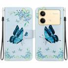 For Xiaomi Redmi Note 13R Pro Crystal Texture Colored Drawing Leather Phone Case(Blue Pansies) - 1