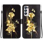 For OPPO Find X3 Neo / Reno5 Pro+ 5G Crystal Texture Colored Drawing Leather Phone Case(Gold Butterfly Rose) - 1