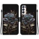 For OPPO Find X3 Neo / Reno5 Pro+ 5G Crystal Texture Colored Drawing Leather Phone Case(Black Rose) - 1