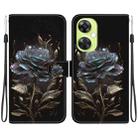 For OPPO K11x / OnePlus Nord CE 3 Lite Crystal Texture Colored Drawing Leather Phone Case(Black Rose) - 1