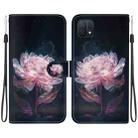 For OPPO A16K Crystal Texture Colored Drawing Leather Phone Case(Purple Peony) - 1