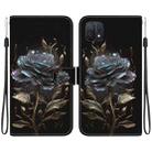 For OPPO A16K Crystal Texture Colored Drawing Leather Phone Case(Black Rose) - 1