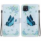 For OPPO A16K Crystal Texture Colored Drawing Leather Phone Case(Blue Pansies) - 1