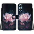 For OPPO A17 / A17K Crystal Texture Colored Drawing Leather Phone Case(Purple Peony) - 1