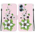 For OPPO A17 / A17K Crystal Texture Colored Drawing Leather Phone Case(Lily) - 1