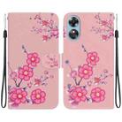 For OPPO A17 / A17K Crystal Texture Colored Drawing Leather Phone Case(Cherry Blossoms) - 1