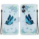 For OPPO A17 / A17K Crystal Texture Colored Drawing Leather Phone Case(Blue Pansies) - 1